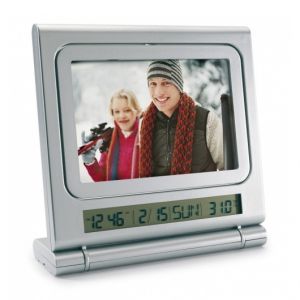 Meteostanice s fotorámečkem, stříbrná